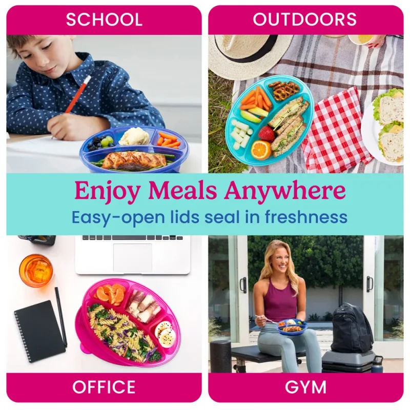 Bentgo Easyboxes 4-Compartment Oval Containers 8-Piece Set