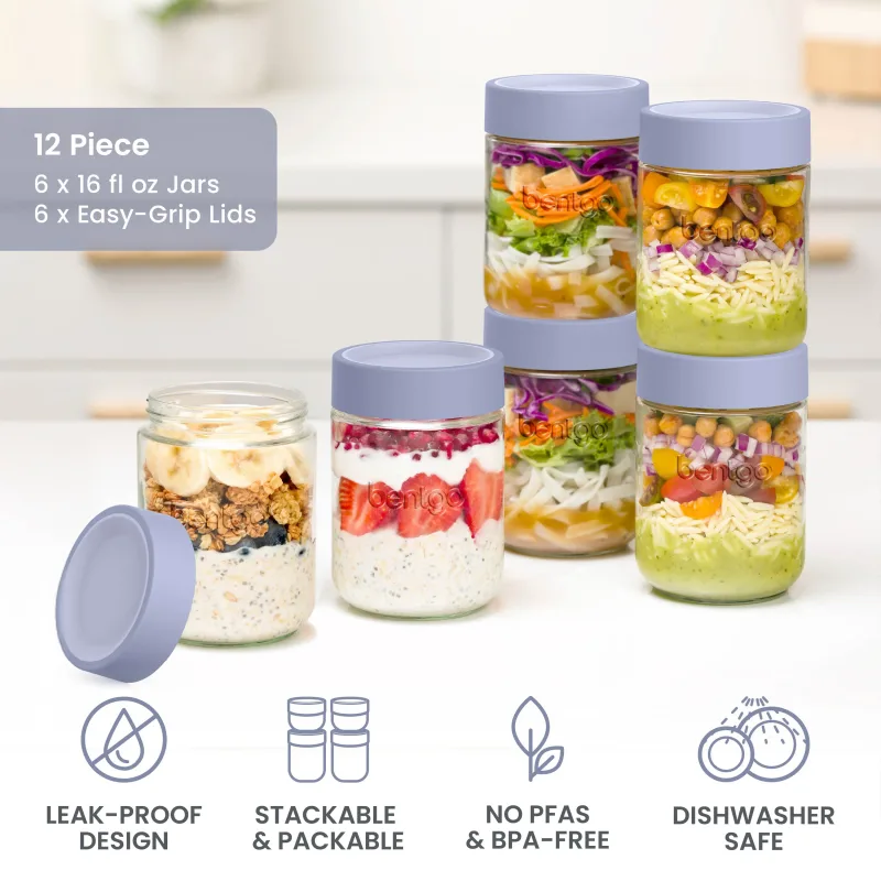 Bocaux alimentaires en verre étanches Bentgo (bocaux de 16 fl oz)